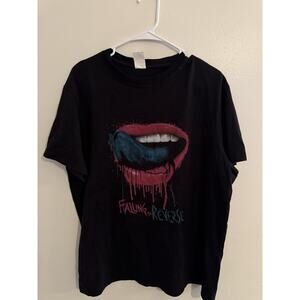 Falling In Reverse Band T Shirt XL Black Graphic Lips Tongue Merch Tee